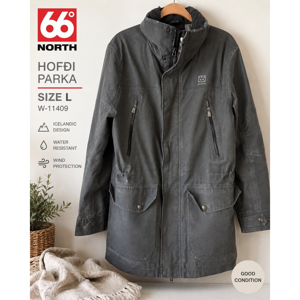66 North Hofdi 2 in 1 Parka Mens Large Charcoal Grey‎ Jacket W-11409